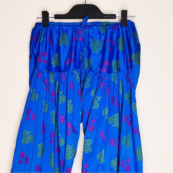 Boho Whimsigoth Casual Blue Harem Cotton Lounge Pants Size Small Medium Large - Picture 2 of 7